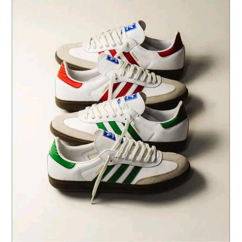 Adidas Samba OG รองเท้าผ้าใบ สีขาว สีเขียว | Adidas Samba OG รองเท้าผ้าใบลําลอง สีขาว สีแดง สําหรับผู้ชาย | Adidas Samba OG รองเท้าผ้าใบลําลอง สีขาว สีแดง สําหรับผู้ชาย