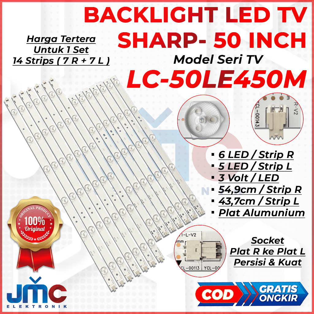หลอดไฟแบ็คไลท์ LED TV SHARP 50 นิ้ว LC 50LE450M 50LE450 LC50LE450M LC50LE450 BL 50LE 50 นิ้ว 50 นิ้ว