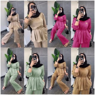 Riana SET RIANA ชุดเดรสมุสลิม ลําลอง หรูหรา สําหรับผู้หญิง ZR