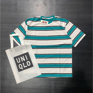 UNIQLO เสื้อยืด แขนสั้น ลายทาง โอเวอร์ไซซ์