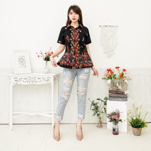 T939h เสื้อบาติกสีดํา