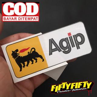 สติกเกอร์ พิมพ์ลาย Agip แบบเคลือบเงา สําหรับติดตกแต่งหมวกกันน็อค รถจักรยานยนต์ รถยนต์