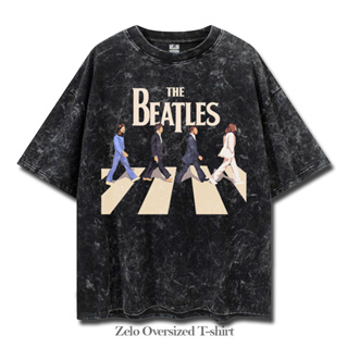 เสื้อยืด พิมพ์ลายโลโก้ The Beatles ขนาดใหญ่ สีดํา สไตล์วินเทจ