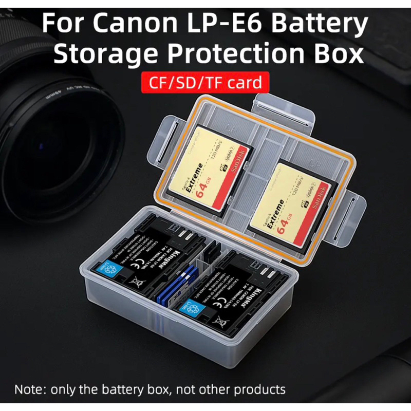 KingMa กล่องแบตเตอรี่หน่วยความจํา LP-E6 แบตเตอรี่พลาสติกผู้ถือกล่องเก็บแบตเตอรี่สําหรับ Canon LPE6N 