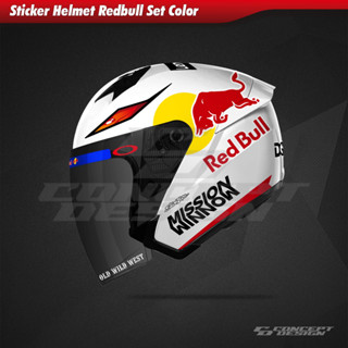 ชุดสติกเกอร์หมวกกันน็อค Redbull สีพื้น