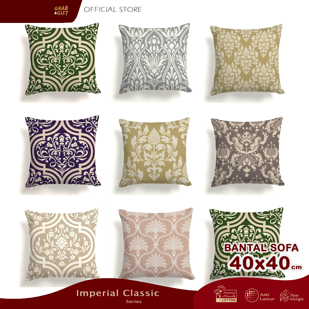 Imperial Classic Print Sofa Pillow 40x40 cm Pillow Cushion Grabandgift