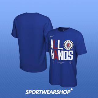 เสื้อยืดบาสเก็ตบอล ลาย Nba Playoffs - LA Clippers ALL HANDS สีฟ้า 2023