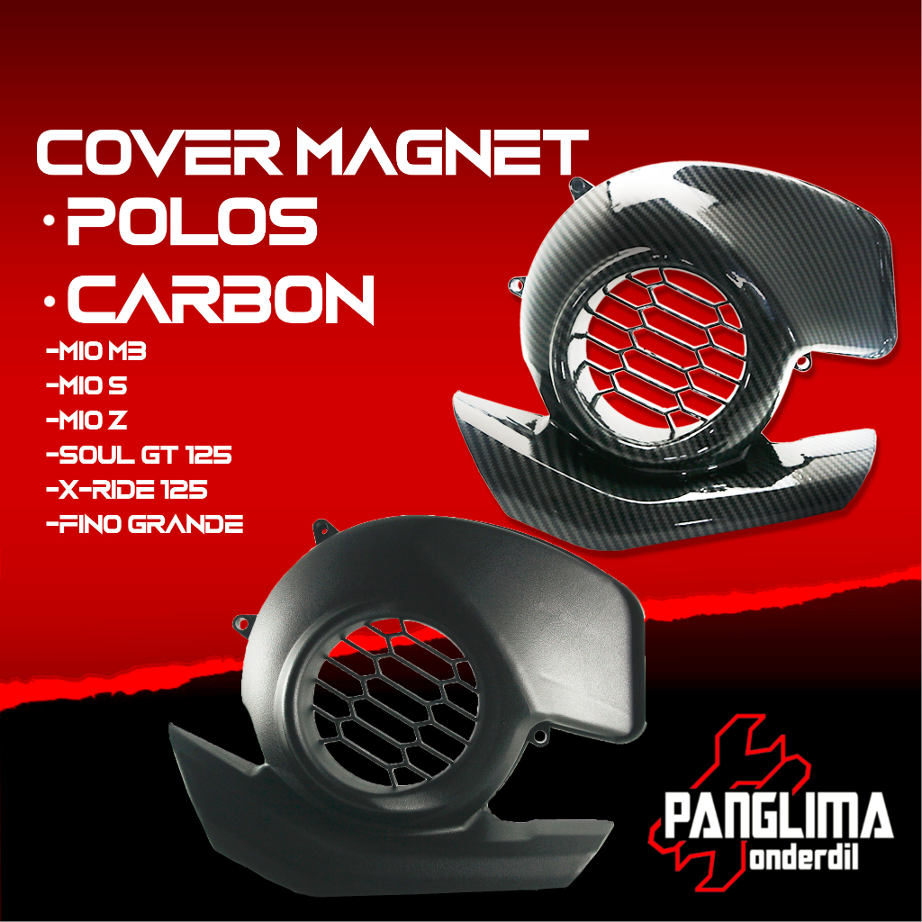 MESIN Mio Black-Black Carbon-Light Carbon Magnetic Fan Cover M3-ZS & Soul GT 125 New Blue Core Black