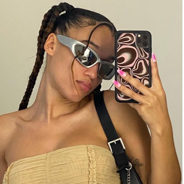 Maddy แว่นตากันแดด | แว่นตากันแดด Y2k Cyber Y2k สีเงิน สไตล์สตรีท
