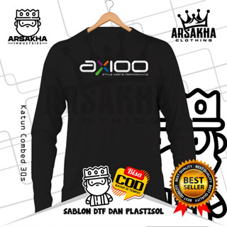 เสื้อยืดแขนยาว ผ้าฝ้าย ลาย Axioo Style Meets Performance Distro Combed 30s สําหรับผู้ชาย