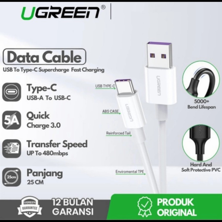 Ugreen สายชาร์จ usb เป็น type c 5A ชาร์จเร็วมาก