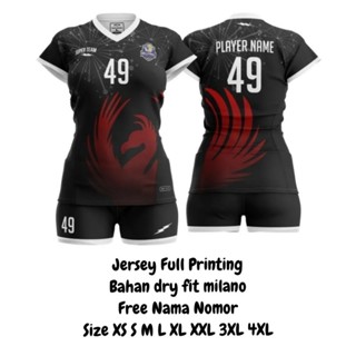 เสื้อกีฬาแขนสั้น ลายทีมชาติฟุตบอล Volleyball Jersey Futsal Jersey Girls Motif 49 สีดํา