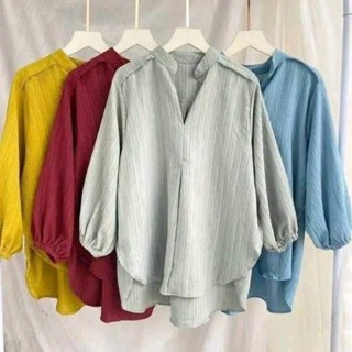 เสื้อโปโล คอวี ลายซากุระ โอเวอร์ไซซ์ สไตล์เกาหลี สําหรับผู้หญิง