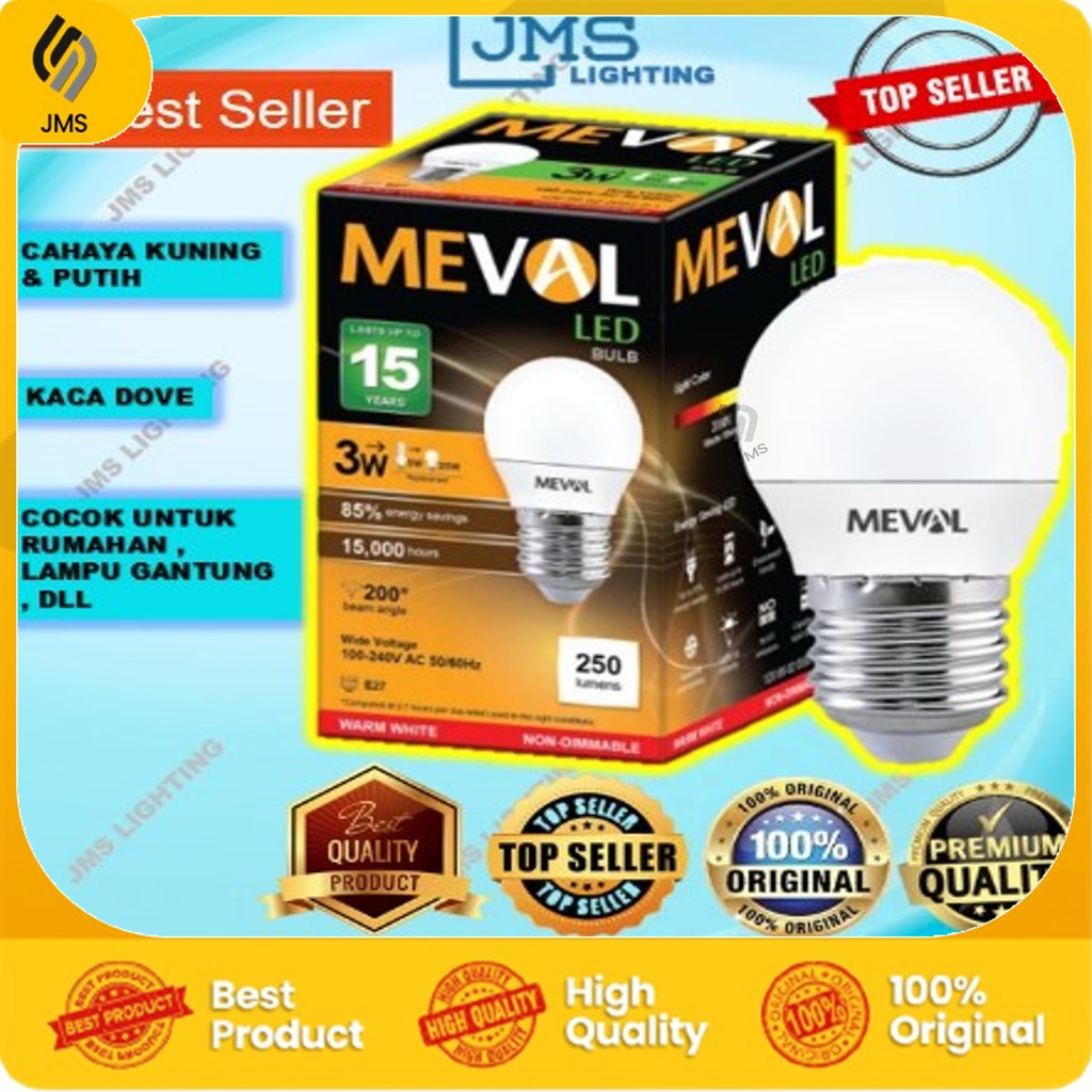 Putih MEVAL หลอดไฟ LED 3W 5W 7W 8W 9W 11W 13W MEVAL แก้วสีขาวน้ํานม - 3WATT 5WATT 7WATT 8WATT 9WATT 