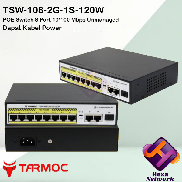Tarmoc TSW-108-2G-1S-120W 8 พอร์ต 10/100 POE 802.3af/at POE Switch 120W