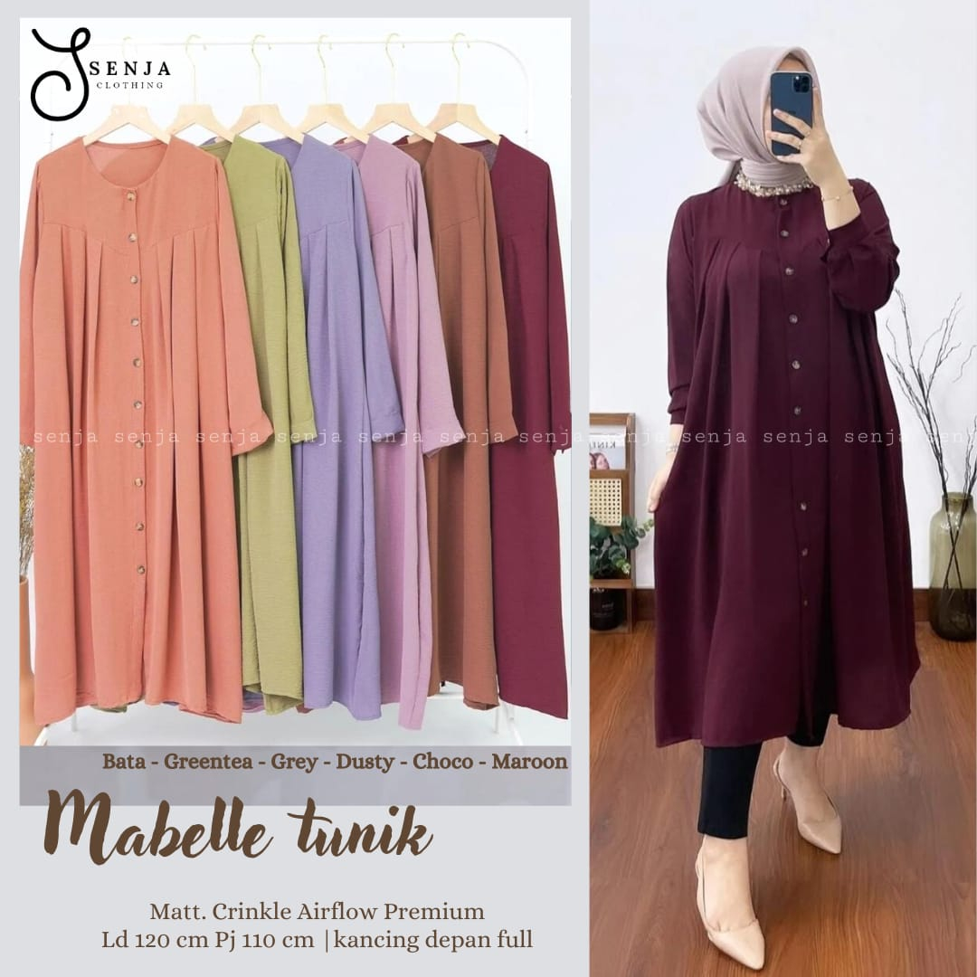 Goodsajifsn - Mabelle Long Tunic Premium Crinkle Airflow Material เสื้อผ้าสตรีมุสลิม