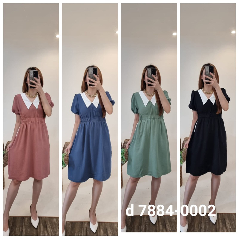 ชุดเดรสมิดิ D7884***