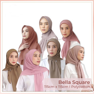 Bella SQUARE PREMIUM - ผ้าคลุมฮิญาบ ผ้าฝ้าย โพลีคอต - Quadrilateral Hijab - ผ้าคลุมฮิญาบ แบบธรรมดา คู่