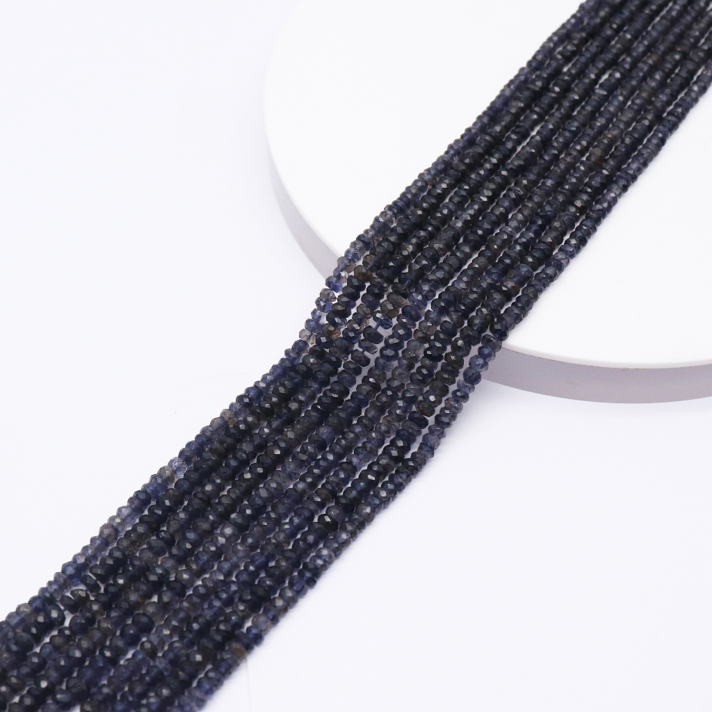 NATURA STONE BEAD; IOLITE 4mm ROUNDELL SHAPE MATERIAL สําหรับ BRACELETS และสร้อยคอ | IOLITE STONE BE
