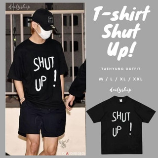 เสื้อยืด พิมพ์ลาย HITAM PUTIH Shut UP OUTFIT สีดํา สีขาว | เสื้อยืด พิมพ์ลาย Bts ARMY BT21 BERSHKA