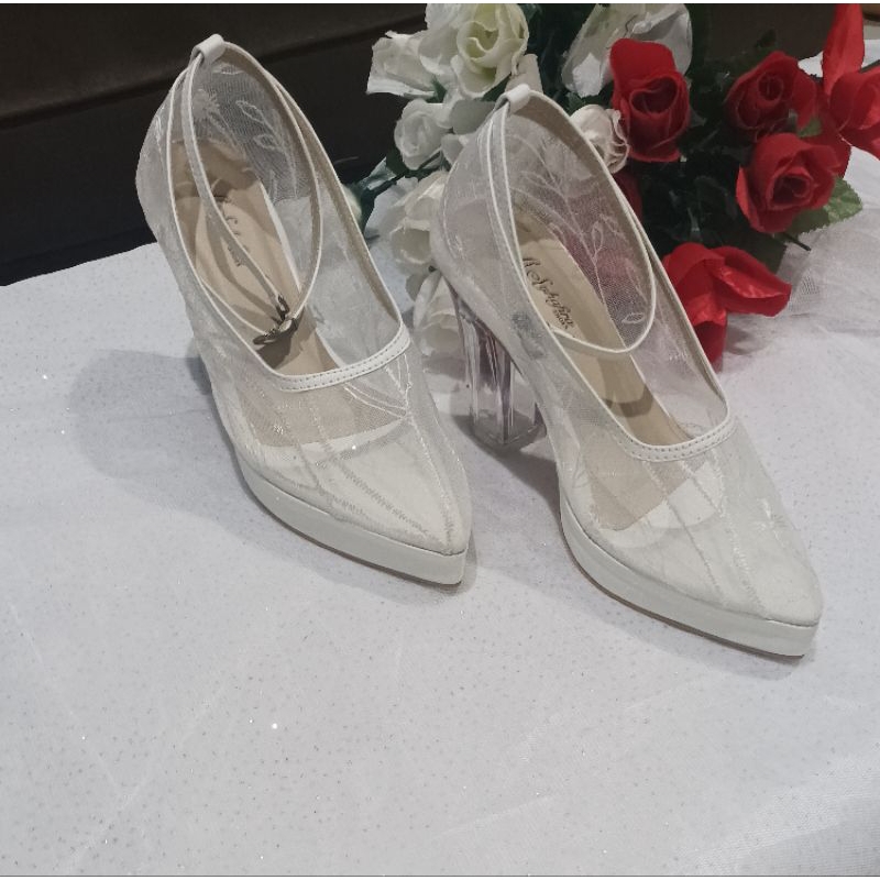 Syhafira _ Arumi รองเท้าผู้หญิง Arumi รองเท้าแต่งงาน 9 ซม. ส้นแก้ว สีขาว