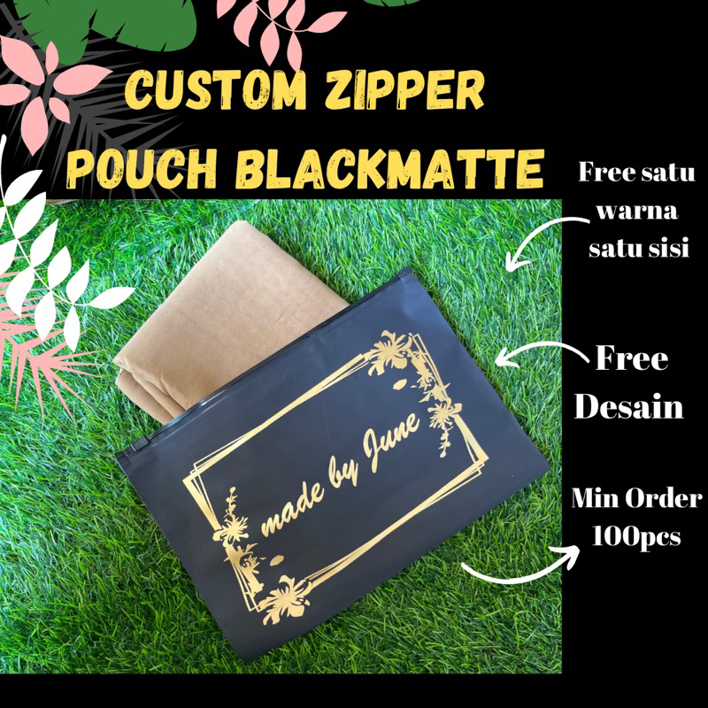 HIJAB POUCH / HIJAB ZIPLOCK / HIJAB PACKAGING / BLACK MATTE