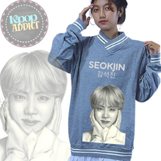 เสื้อกันหนาว คอวี พิมพ์ลาย Bts all member artfan สไตล์เกาหลี 10 ชิ้น