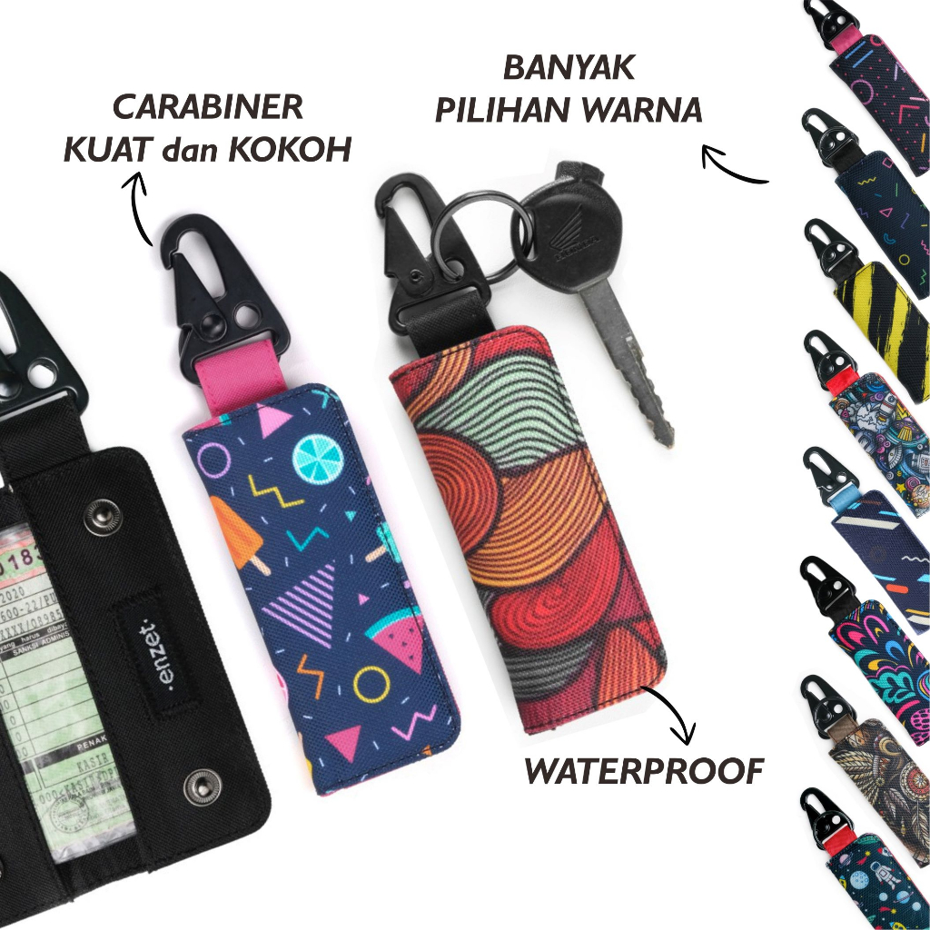 GANTUNGAN พวงกุญแจรถรถจักรยานยนต์ STNK กระเป๋าสตางค์ผ้า Slim Carabiner