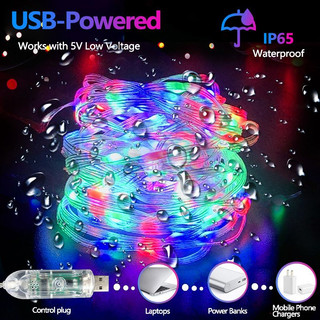 Lampu led string running rgb 10 meter 5v sensor suara remote dan bluetooth