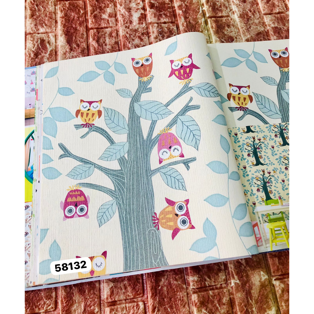 Cute Owl Tree Motif กระดาษติดผนังสําหรับเด็ก Play House