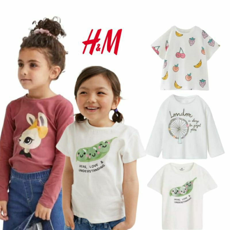 H&M ชม.&ม.&M เด็กผู้หญิงแขนสั้น & เสื้อยืดแขนยาว / HnM Girls& 39; เสื้อยืด (1,5 - 8Y)