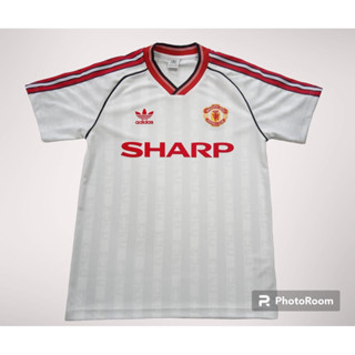 เสื้อกีฬาแขนสั้น ลายทีม Mu away white 88 Retro