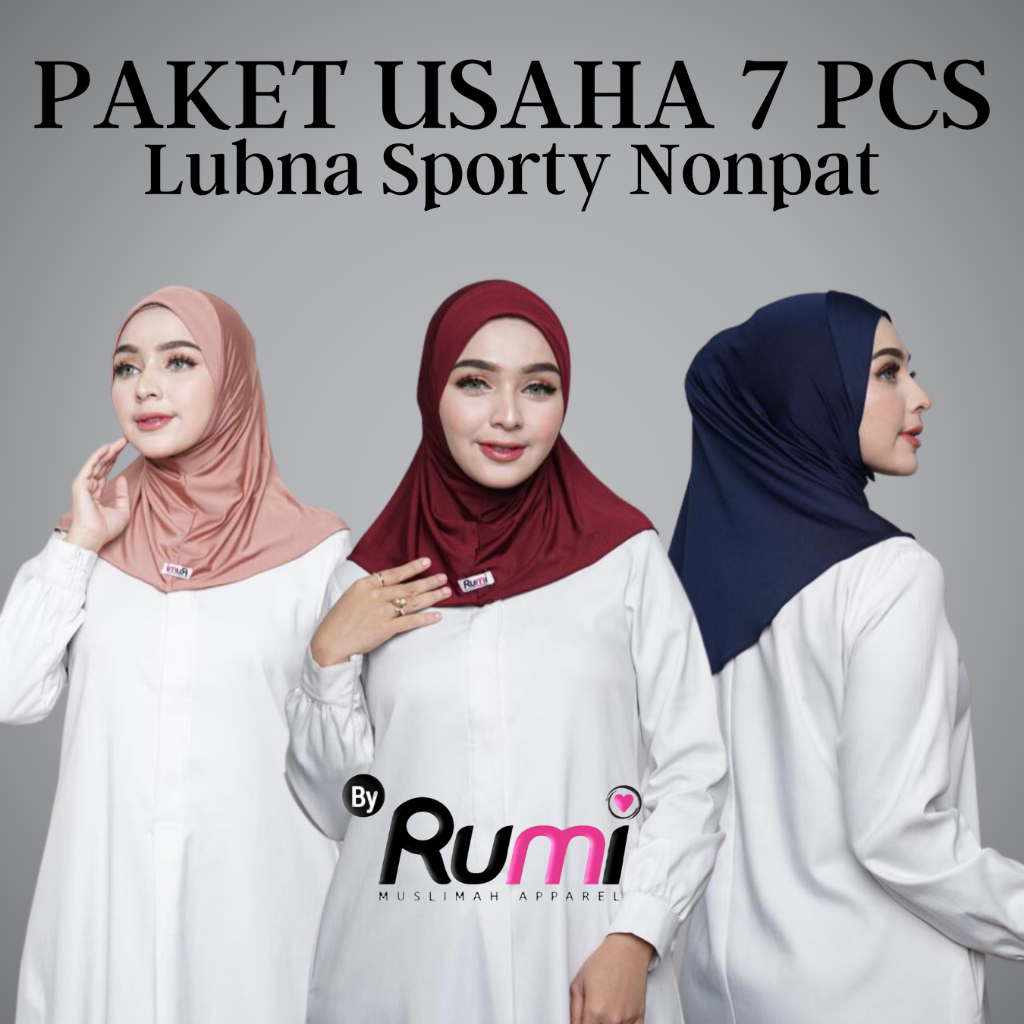 Rumi - BUSINESS PACKAGE 100K GET 7 PCS Lubna Hijab 2 in 1 Inner + Sporty Instant Bergo with Plain Sp