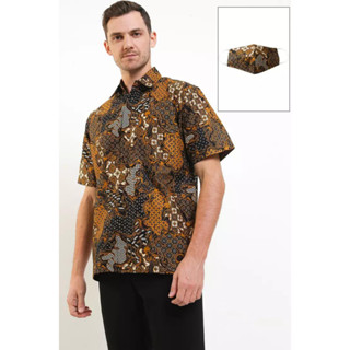 เสื้อเชิ้ตแขนสั้น ผ้าฝ้าย พิมพ์ลาย Krisna Batik Adriel สําหรับผู้ชาย