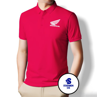 เสื้อยืดโปโล คอปก พิมพ์ลายโลโก้ HONDA สีพื้น สําหรับผู้ชาย (20 สี) ตอนที่ 2