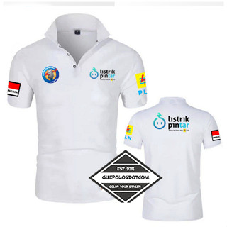 เสื้อโปโลไฟฟ้า PLN ด้านหน้า และด้านหลัง พิมพ์โลโก้ PLN Type 12