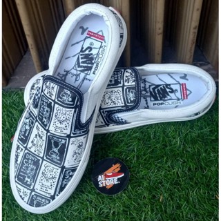 รองเท้าลําลอง Vans Slipon Checkerboard Daniel Johnston คุณภาพสูง นําเข้าจากจีน หรูหรา หรูหรา สําหรับผู้ชาย และผู้หญิง