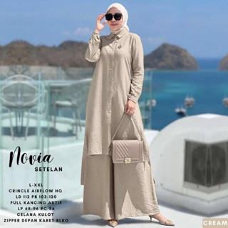 Novia ชุดสูทผู้หญิง ไซซ์ M L XL XXL วัสดุ Tiedye CRINKLE AIRFLOW ผู้หญิง รุ่นล่าสุด โอเวอร์ไซซ์ สีดํา สีเทา LILAC CREAM ONE SET JUMBO ผู้หญิง สไตล์ร่วมสมัย เกาหลี เรียบง่าย ชุดเสื้อ + กางเกงขายาว ผู้หญิง