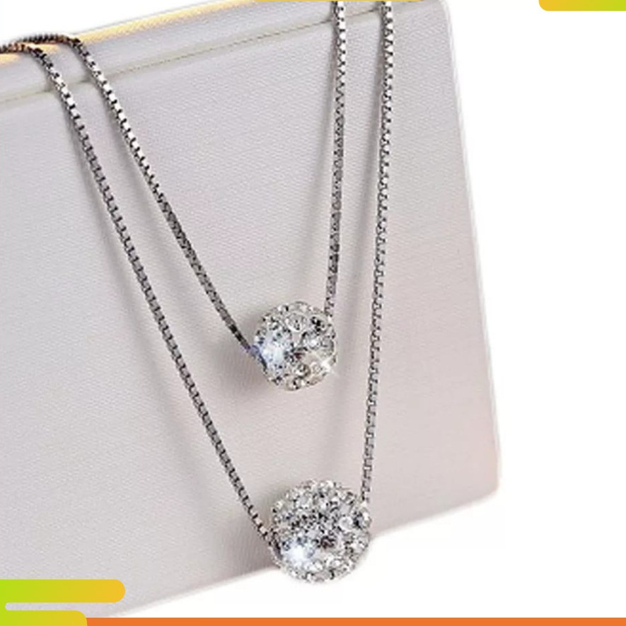 ZamZam H36 สร้อยคอ Cool Luxury Jewelry Simple Chain 2 ชั้น Tiatanum Ball Layer B16