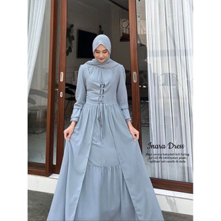 Inaras ใหม่ล่าสุด GAMIS SET DRESS WD M L XL XXL ผ้าคลุมไหล่ เต็มตัว สีขาว สีเทามะกอก จัมโบ้ ไม่มี HIJAB สําหรับผู้หญิง | ชุดเดรสเชิญชาวมุสลิม สไตล์เกาหลี สําหรับผู้หญิง