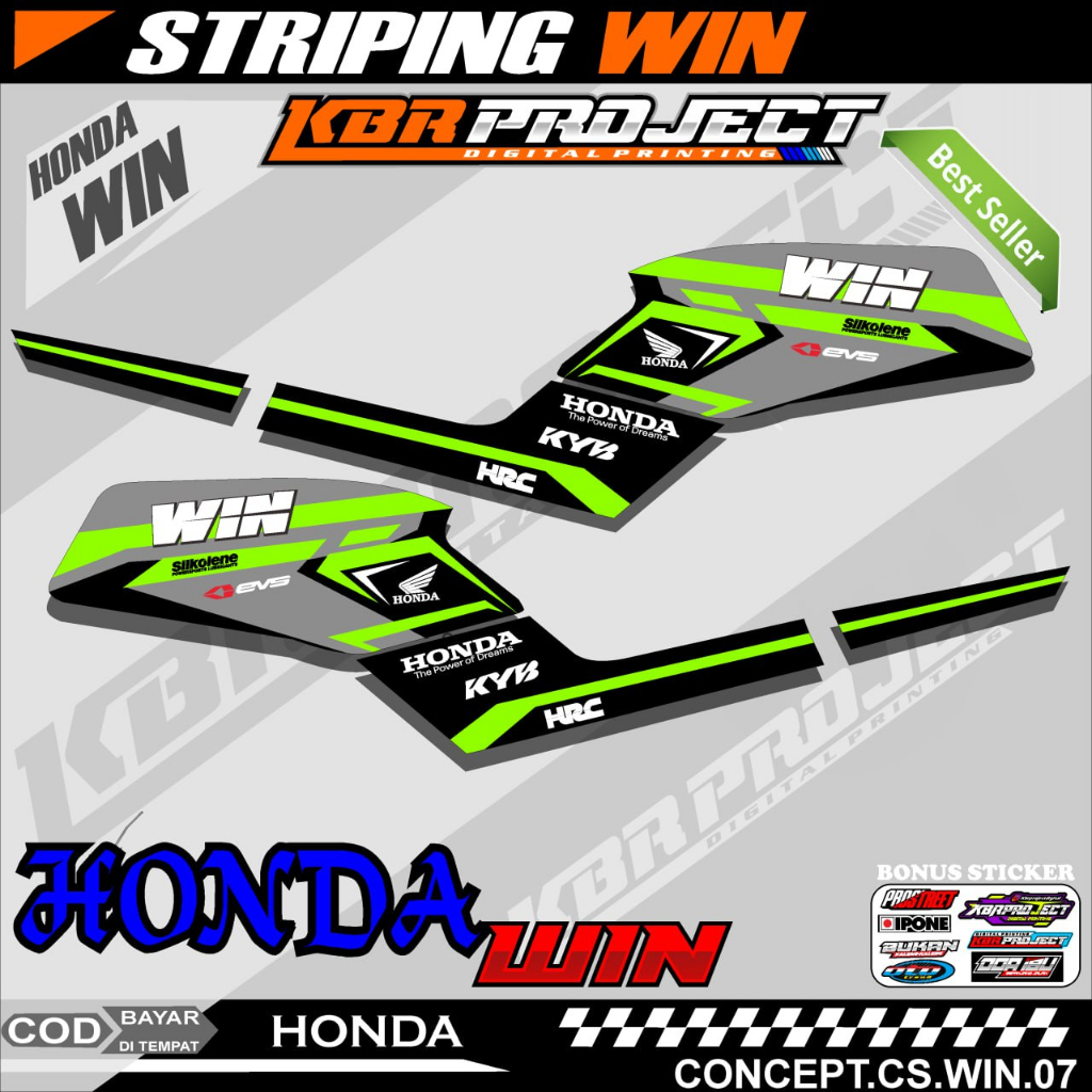 WIN PREMIUM สติ๊กเกอร์ติดมอเตอร์ไซค์ COOL WIN สายหลากหลาย HONDA สติ๊กเกอร์มอเตอร์ไซค์ RACING DESIGN 