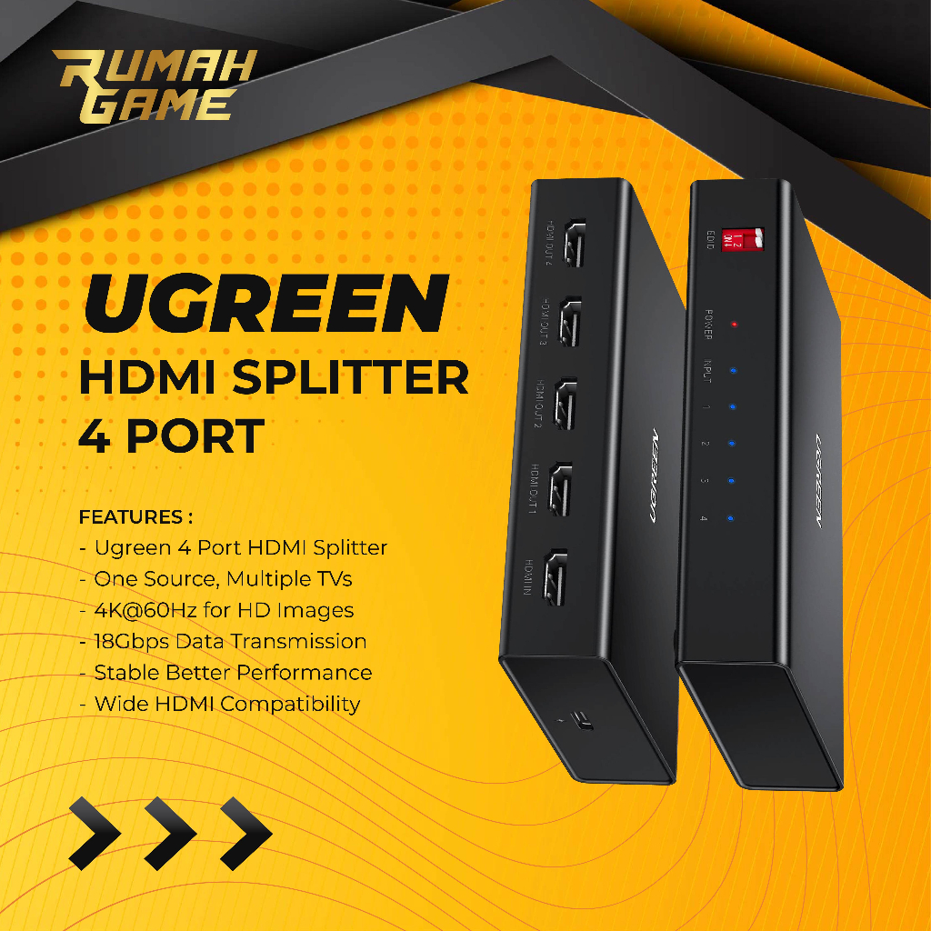 Ugreen HDMI SPLITTER 1x4 พอร์ต 1 อินพุต / 4 เอาต์พุต 4K UltraHD พรีเมี่ยม