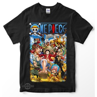 เสื้อยืด พิมพ์ลายอนิเมะโจรสลัด One PIECE 2 LUFFY FULL TEAM พรีเมี่ยม