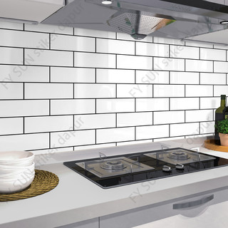 wallpaper dapur anti minyak dan panas 6 meter X 60cm alumunium foil motif batu bata hitam putih