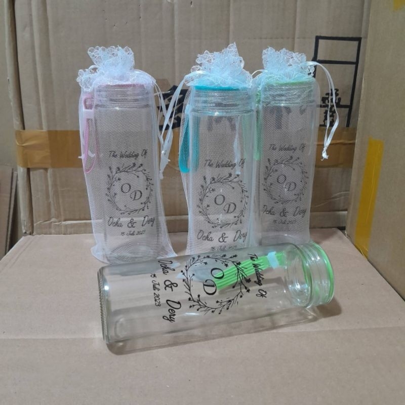 420ML CLEAR SLIM GLASS TUMBLER BOUVENIR ฟรี CUSTOM NAME PRINTING TILE FABRIC PACKAGING
