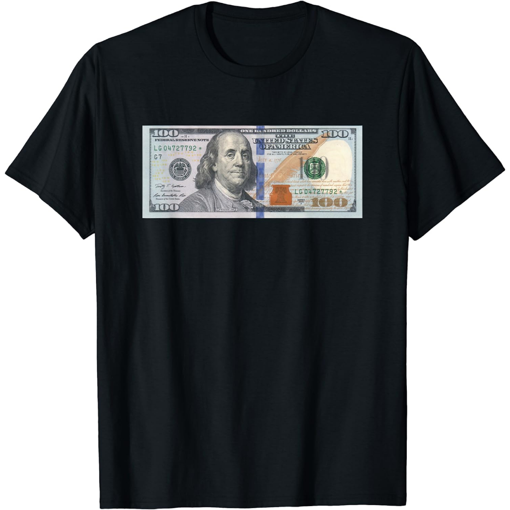 เสื้อยืดผู้ใหญ่ $100 Dollar Bill เสื้อแฟชั่นสําหรับผู้ชายผู้หญิงเด็กผู้ชาย Distro Import