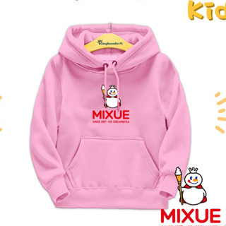 เสื้อกันหนาว มีฮู้ด ลาย ICE CREAM Mixue Mixue Mixue สําหรับเด็กผู้ชาย ผู้หญิง อายุ 2 3 4 5 6 7 8 9 10 11 12 ปี