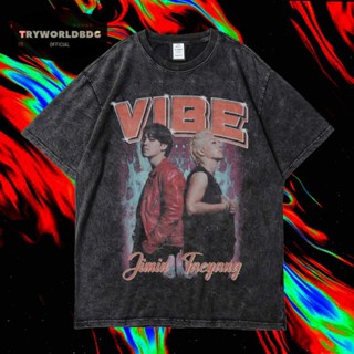 เสื้อยืด พิมพ์ลาย Tryworldbdg OFFICIAL "VIBE" | เสื้อเชิ้ต ซักได้ | หินล้าง | เสื้อยืด ขนาดใหญ่ | Vibe JIMIN TAEHYUNG เสื้อยืด ล้างทําความสะอาดได้