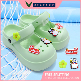 CROCS Vanchnee Mixue รองเท้าแตะแพลตฟอร์ม พื้นนิ่ม ลายพราง กันลื่น ใส่สบาย สําหรับเด็กผู้หญิง เหมาะกับการเล่นกีฬา