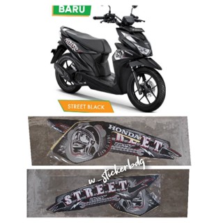 Hitam สติกเกอร์แถบติดตัวรถยนต์ สีดํา สําหรับ Honda Beat Street 2023